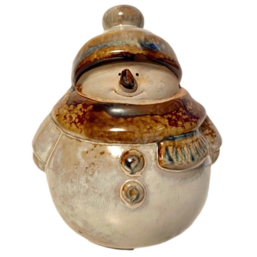 𝅺Ceramic Snowman With Hat and Scarf Christmas Ornament EUC